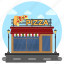 fast food, market building, pizza shop, restaurant, restaurant exterior 