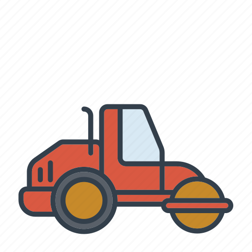 Construction, industry, machinery, road paver, road roller, tool, vehicle icon - Download on Iconfinder
