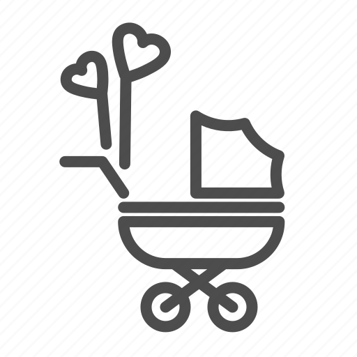Baby, stroller, carriage, pram, heart, baloon, wheel icon - Download on Iconfinder