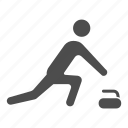 curling, sport, winter, game, ice, puck, human