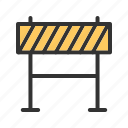 barricade, construction, hazard, road, sign, striped, warning