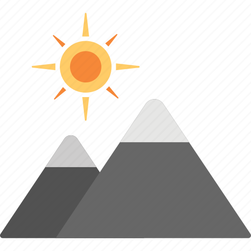 Landscape, scenery, snowy mountains, sun with peaks, winter scene icon - Download on Iconfinder