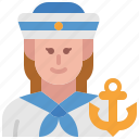 sailor, crew, navy, occupation, female, avatar, career