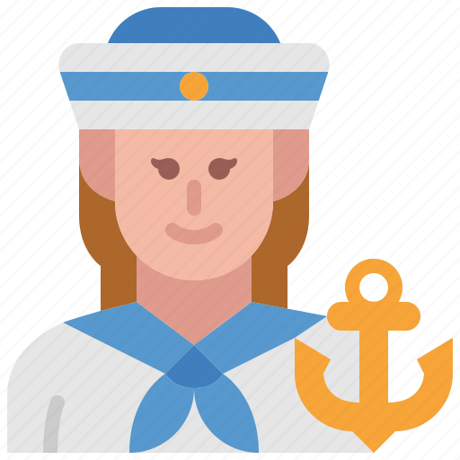 Sailor, crew, navy, occupation, female, avatar, career icon - Download on Iconfinder