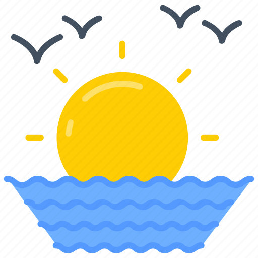 Ocean, sunrise, sea, birds, morning, time icon - Download on Iconfinder