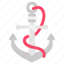 anchor, ship, fixing, sea, red, rope