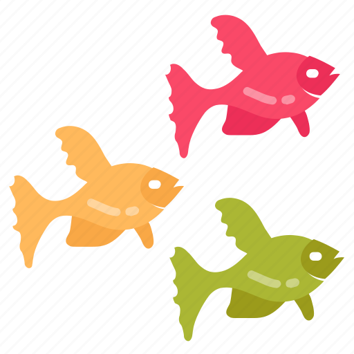Shoal, flock, multi, color, fish, army, small icon - Download on Iconfinder