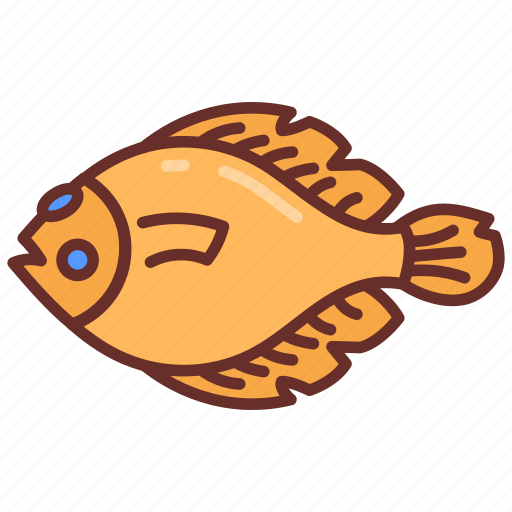 Flounder, fish, sea, animal, fishing, gold, seafood icon - Download on Iconfinder