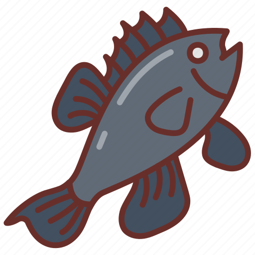 Sea, bass, fish, species, black, marine icon - Download on Iconfinder