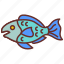 parrot, fish, box, clownfish, lionfish, mandarinfish 