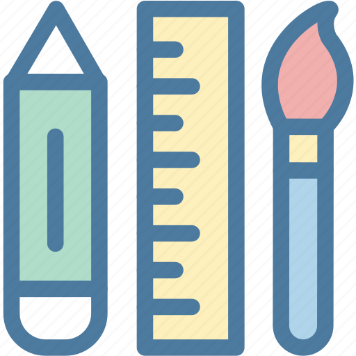 Art, brush, office, pencil, ruler, supplies, table icon - Download on Iconfinder