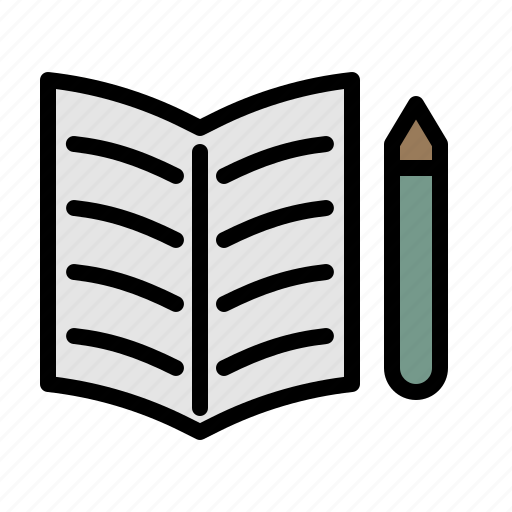 Textbook, diary, notepad, pencil, paper icon - Download on Iconfinder