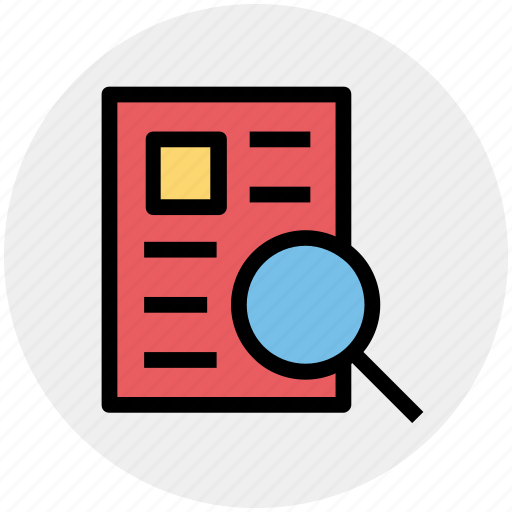 Analysis, file, magnifier, page, search, search page icon - Download on Iconfinder