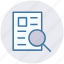 analysis, file, magnifier, page, search, search page 