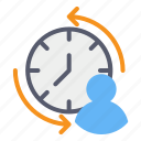 clock, employee, working, time, arrows