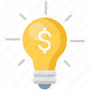 bulb, lightbulb, dollar, finance, lamp, light, payment 