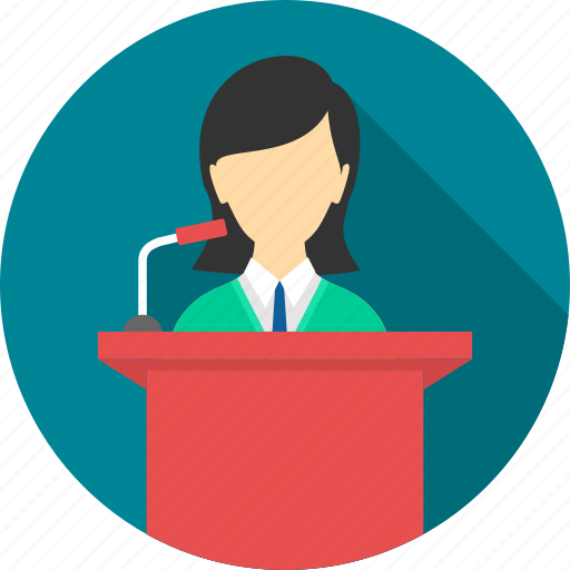 Conversation, employee, lecture, mike, podium, speech, talk icon - Download on Iconfinder