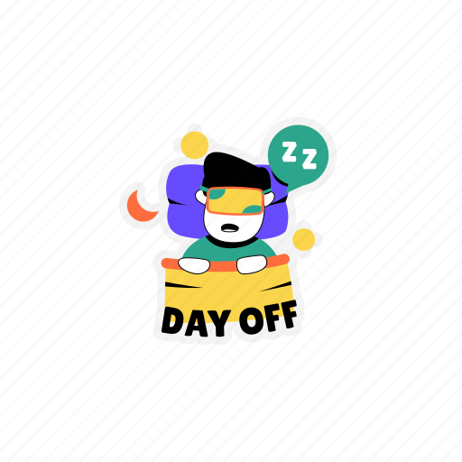 Day off, tired, sleep, night, pillow, bed, rest sticker - Download on Iconfinder