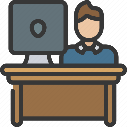Computer, desk, workplace, man icon - Download on Iconfinder