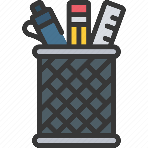 Stationary, workplace, pot, pencil, pen, ruler icon - Download on Iconfinder