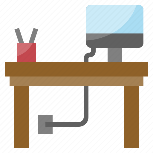 Desk, furniture, material, office, plug, table icon - Download on Iconfinder