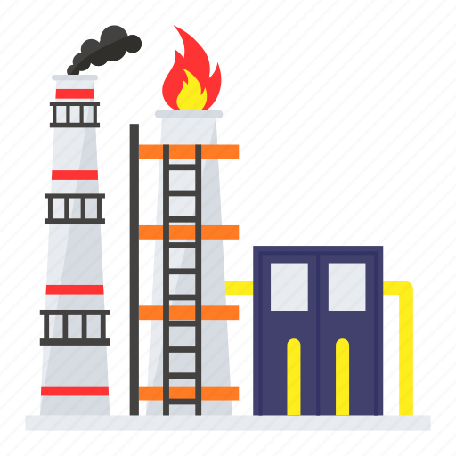 Oil refinery, plant, oil extraction, oil chimney, concrete, oil industry icon - Download on Iconfinder