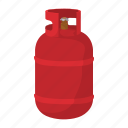 bottle, cartoon, flame, fuel, gas, steel, tank