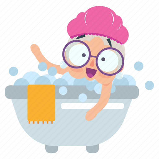 Bath, emoji, emoticon, old, sticker, woman icon - Download on Iconfinder