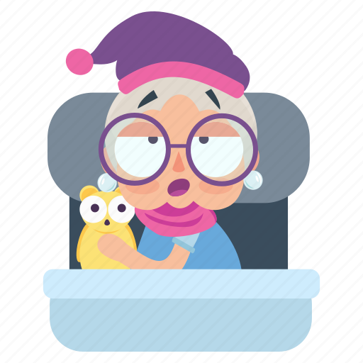 Bedtime, emoji, emoticon, old, sticker, woman icon - Download on Iconfinder