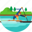 boat, canoe, canoeing, paddle, paddling, sprint icon 