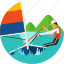 boat, olympic sports, sailing, sailing boat, ship, sports, water icon 