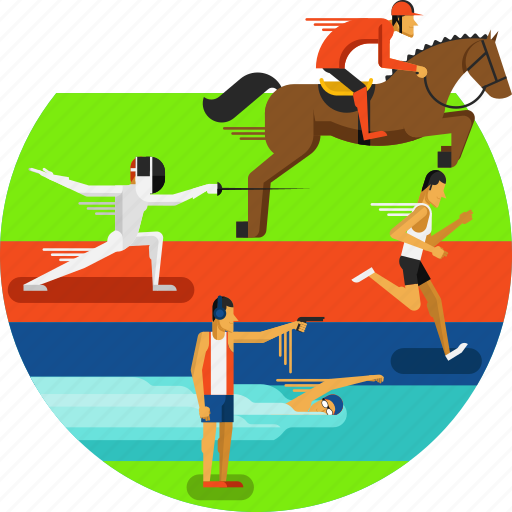 Athletics, equestrian, fencing, pentathalon, running, shooting, sports icon - Download on Iconfinder
