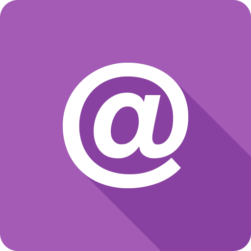@, at, email, mail, purple, shadow, square icon - Free download