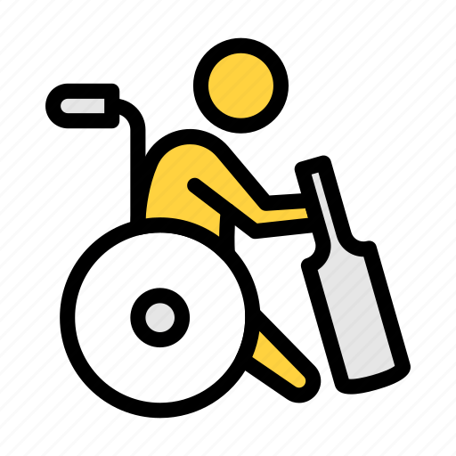 Wheelchair, handicap, disable, cricket, sport icon - Download on Iconfinder