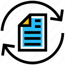 arrows, document, online business, page, paper, sync