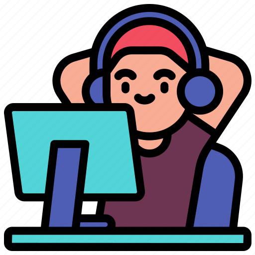 Studying, listening, online, computer, internet icon - Download on Iconfinder