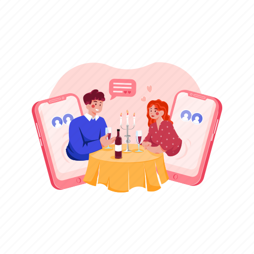 Online dating, cupid, couple in love, heart, love, valentine, holiday illustration - Download on Iconfinder