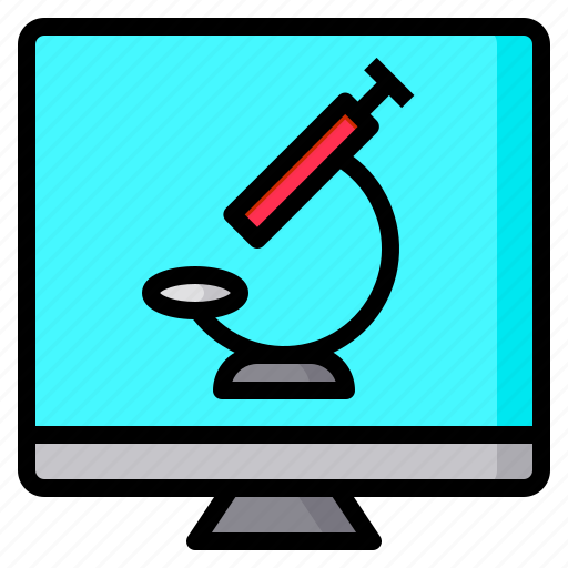 Computer, microscope, observation, online, school, education icon - Download on Iconfinder