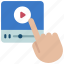 press, play, video, elearning, button 