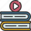 book, stack, video, elearning, knowledge, research 