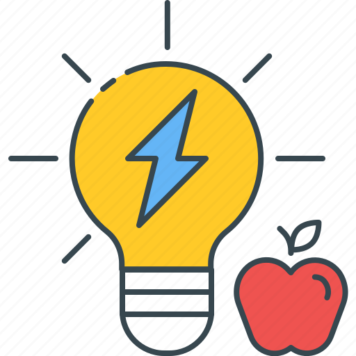 Knowledge, power, apple, brainstorm, creativity, idea, light bulb icon - Download on Iconfinder