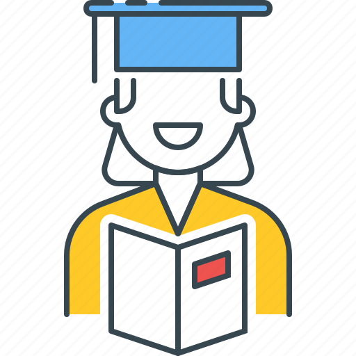 Female, student, academic, education, graduate, mortarboard, scholar icon - Download on Iconfinder