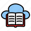 cloud, library, storage, database, book, learning, education 