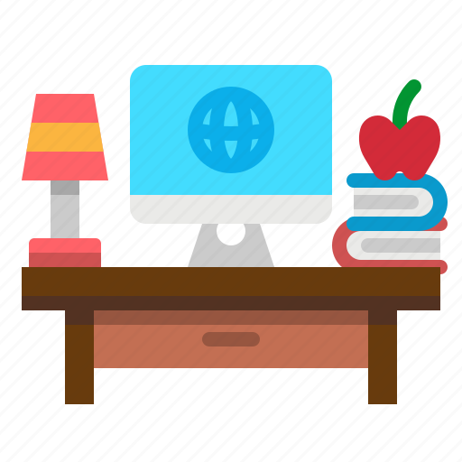 Computer, desk, desktop, monitor, study icon - Download on Iconfinder
