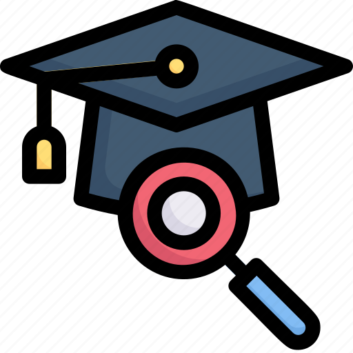 E-learning, education, learning, magnify mortarboard, online, search, study icon - Download on Iconfinder
