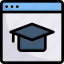 e-learning, education, learning, mortarboard on website, online, student, study 