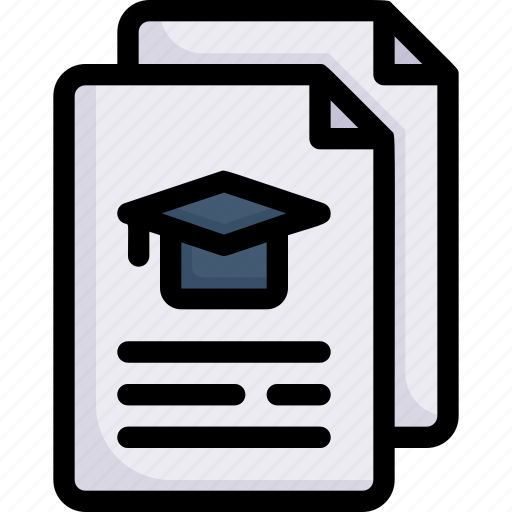 Document, e-learning, education, learning, mortarboard on paper, online, study icon - Download on Iconfinder