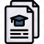 document, e-learning, education, learning, mortarboard on paper, online, study 