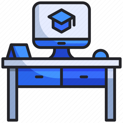 Desk, graduation, learning, office, online, workplace icon - Download on Iconfinder