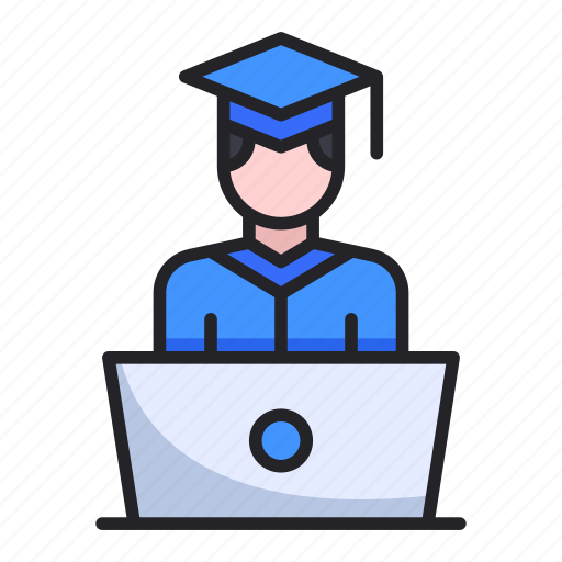 E, graduation, learning, male, online, student icon - Download on Iconfinder